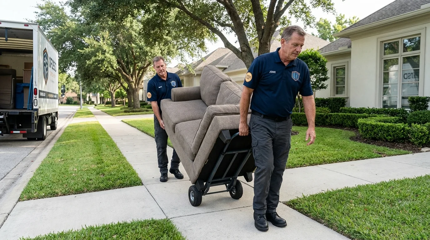 Local residential moving crew loading furniture in Half Moon Bay, CA
